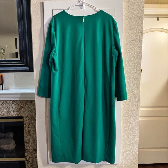 Lauren Ralph Lauren Lush Emerald Green Long Sleeve Crepe Sheath Dress Sz 18 - Picture 3 of 6